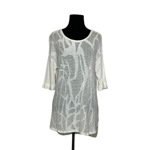 NIC+ZOE cream knit short sleeves lightweight sweater top size XS